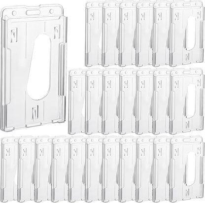 25 Pack Vertical 2-Card Badge Holder, Heavy Duty Hard Plastic ID Card Holder by Unknown