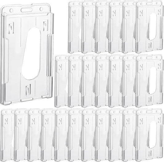 25 Pack Vertical 2-Card Badge Holder, Heavy Duty Hard Plastic ID Card Holder by Unknown
