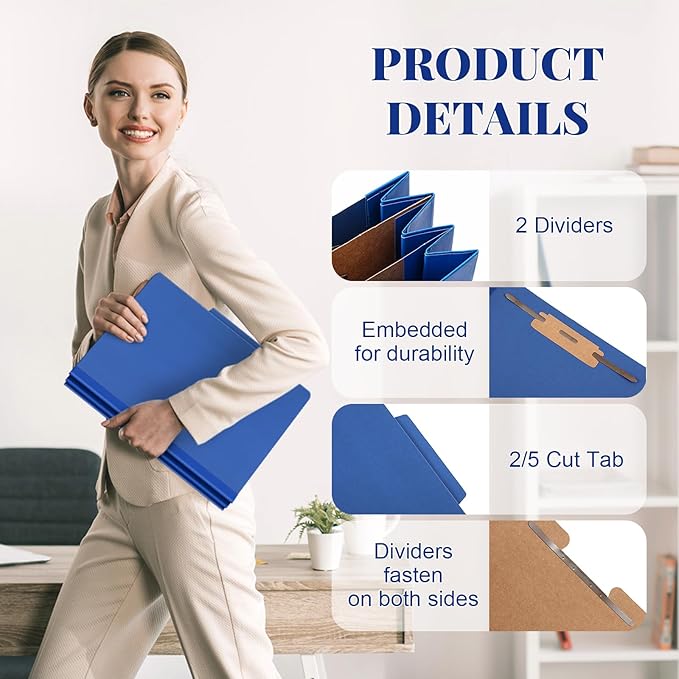 Skyygemm 48 Pcs Classification Folders Letter Size, 2 Divider Pressboard File - Image 3