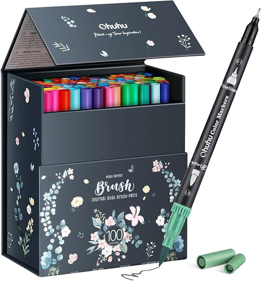 Ohuhu Markers for Adult Coloring Books No Bleeding 100 Colors Coloring Markers by Ohuhu