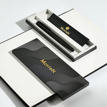 MCNTEIK Matte Black Forest Fountain Pen, Exquisite Vertical Grooving Design - Image 7