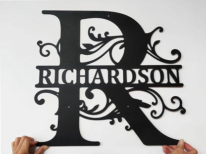 Personalized Metal Name Signs, Split Letter Monogram Wall Decor, Custom Last by Unknown