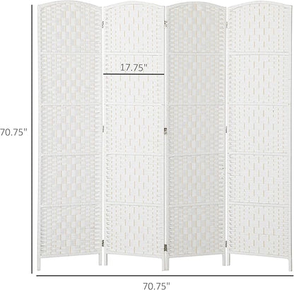 HOMCOM Room Divider, 4 Panel Folding Privacy Screen, 6FT Tall Portable Wicker - Image 7