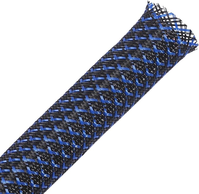 25ft - 3/8 inch PET Expandable Braided Sleeving – BlackBlue – Alex Tech Braided by AlexTech