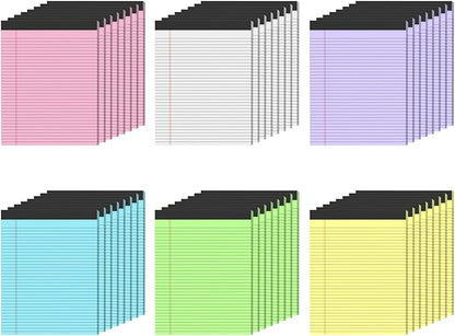 Colored Legal Pads, 48 Pack Note Pads 8.5 x 11 Wide Ruled, Notepads 8.5 x 11 by Aidunmis