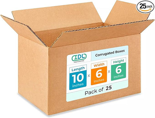 Medium Moving & Shipping Boxes 10"L x 6"W x 6"H by IDLPackaging
