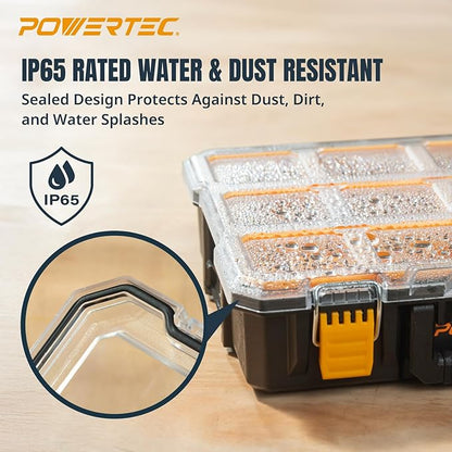 POWERTEC Small Parts Organizer & Tool Box – 10 Compartments, IP65 Water & Dust - Image 6