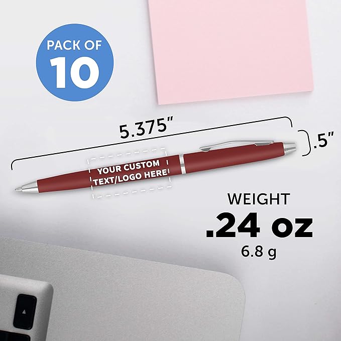 DISCOUNT PROMOS Custom Langham Ballpoint Pens Set of 10, Personalized Bulk Pack - Image 5