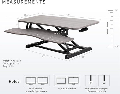 VIVO 42 inch Desk Converter, K Series, Height Adjustable Sit to Stand Riser - Image 3