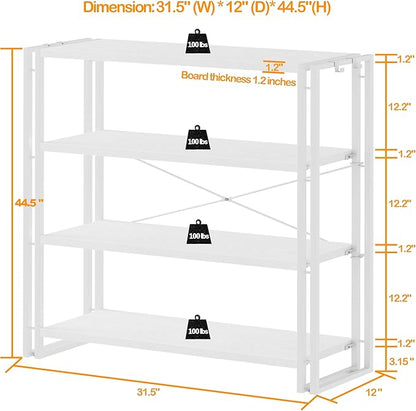 HCHQHS Bookshelf, 4-Tier Industrial Bookcase, Freestanding Tall Bookshelves - Image 3