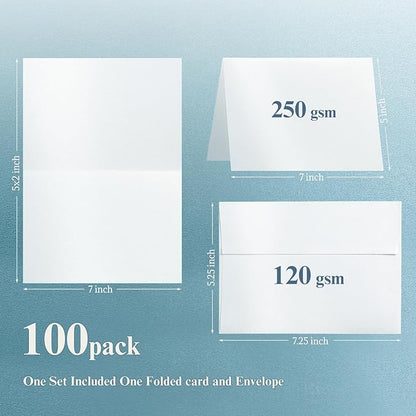 White Shimmer 5x7 Blank Cards and Envelopes, Goefun Pearl White Folded - Image 2
