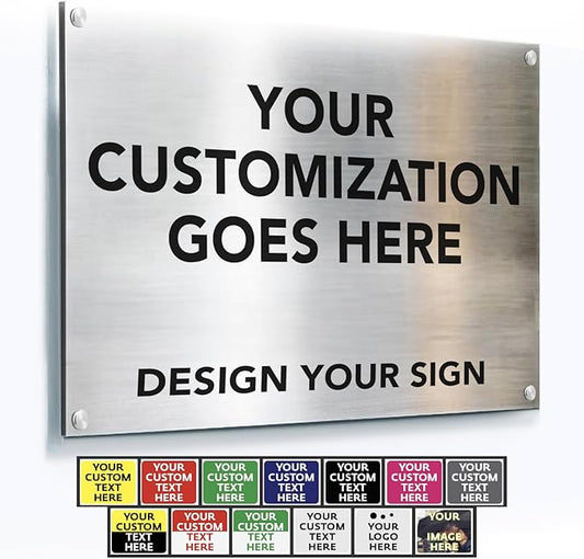 Custom Outdoor Aluminum Signs, Personalized Business Signs, Waterproof Silver by SpeedyOrders
