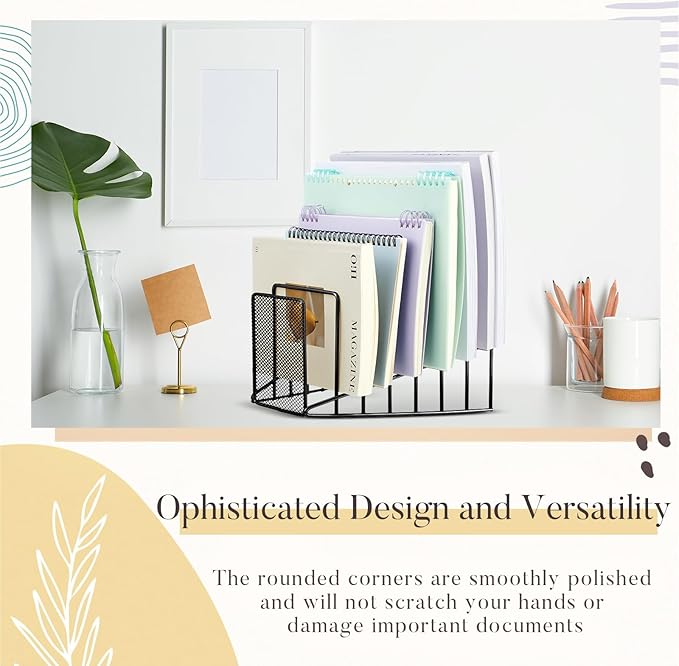 4 Pcs 7 Section Incline File Sorter Metal Wire Mesh File Rack - Image 2