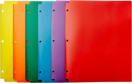 Amazon Basics Plastic 3 Hole Punch Folders by AmazonBasics