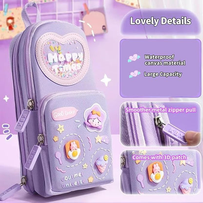 Large Capacity Kawaii Purple Pencil Case - Image 5