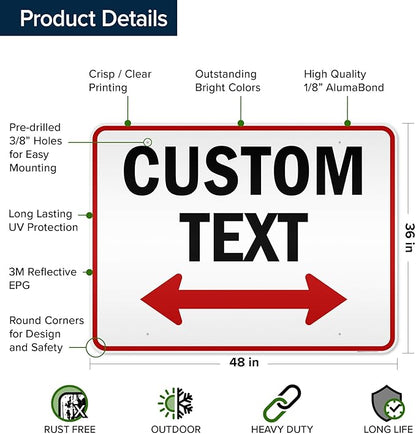 Custom Arrow, Custom Directional Sign, Two Way Arrow, 36x48 Inches, Reflective - Image 6