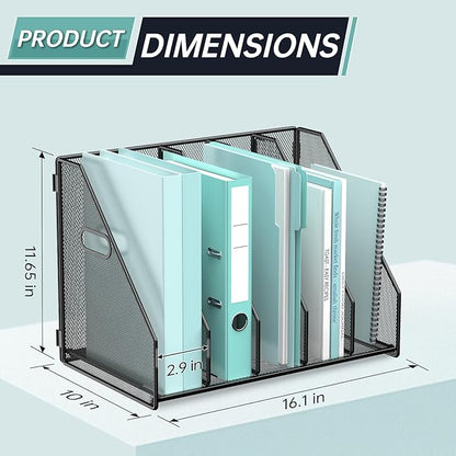 Gawerk Desktop File Magazine Folder Holder 5 Vertical Compartments, Desk - Image 2