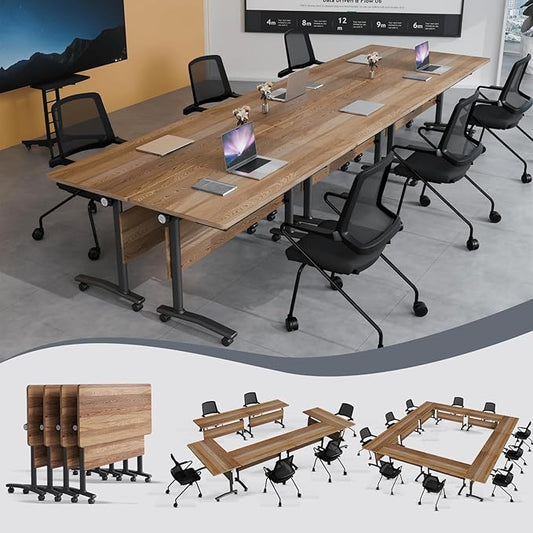 Folding Conference Table 4ft 5ft, Foldable Office Meeting Desk by Unknown