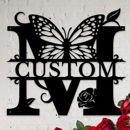Personalized Custom Letter Name metal Signs, Custom Black Letter Monogram Wall by Casebrick