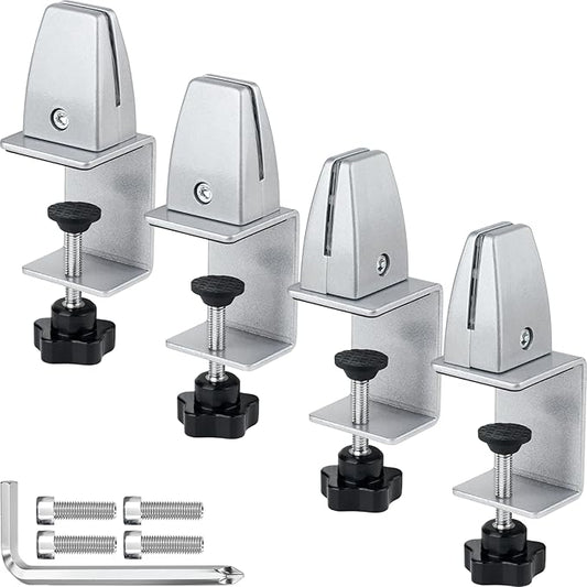4 Packs Sneeze Guard Support, Aluminum Adjustable Partition Clamp, Acrylic Desk by First-zgel