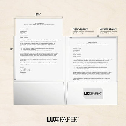 LUXPaper 9" x 12" Presentation Folders | Two Pocket | White Gloss | 14pt. Cover - Image 4