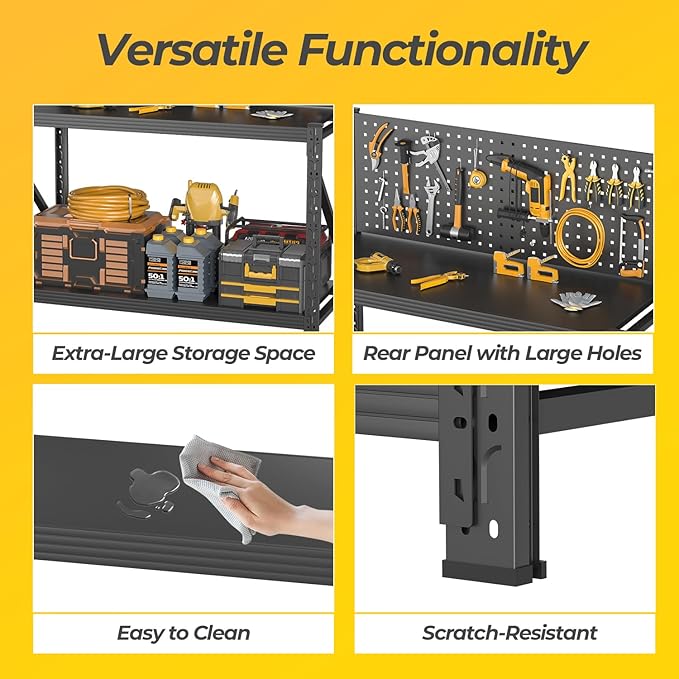5 Sets Storage Shelves with Pegboard, Heavy Duty Garage Shelving Units and - Image 5