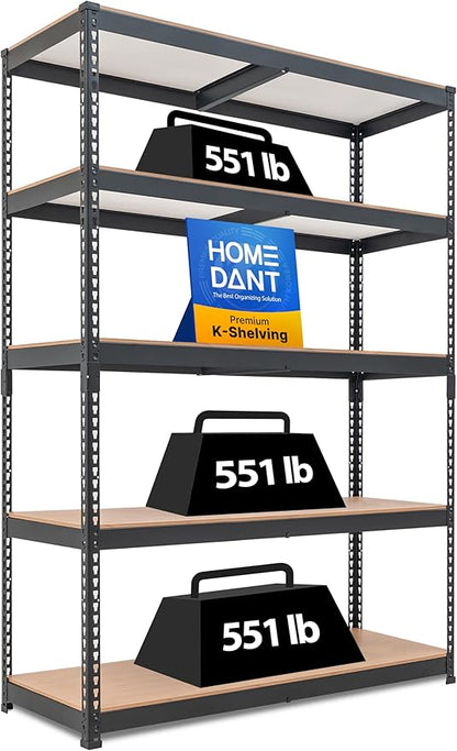HOMEDANT 47.7" W 5 Tier Heavy Duty Garage Shelving Adjustable Metal Rack by TheBestOrganizingSolution