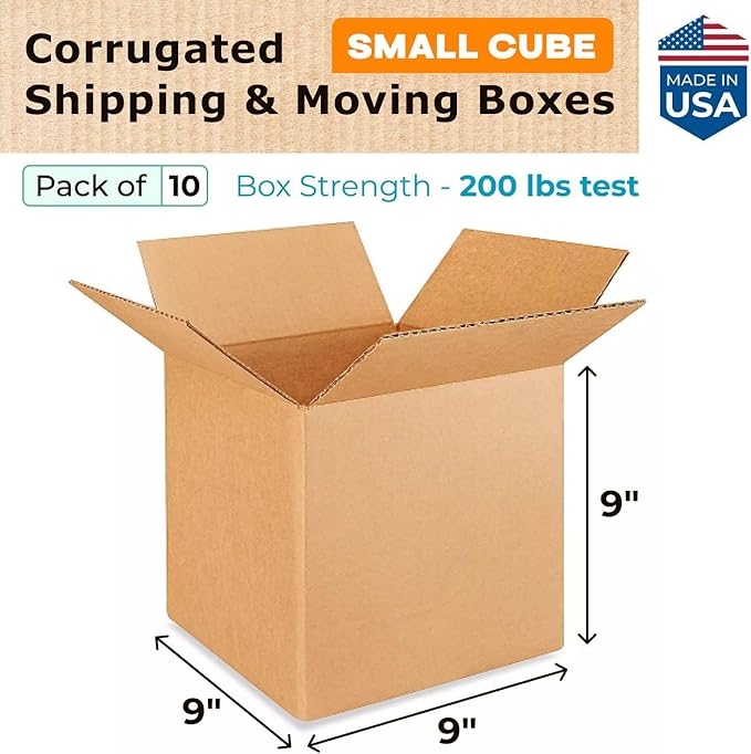 Small Cube Moving & Shipping Boxes 9x9x9 inches - Image 2