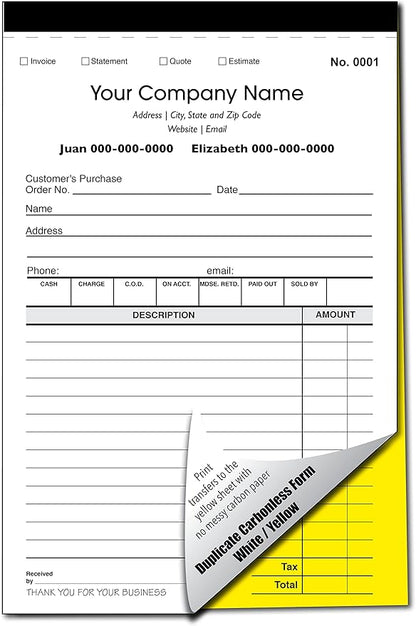Custom Sales, Personalized Multipurpose Duplicate Carbonless Form - Image 6