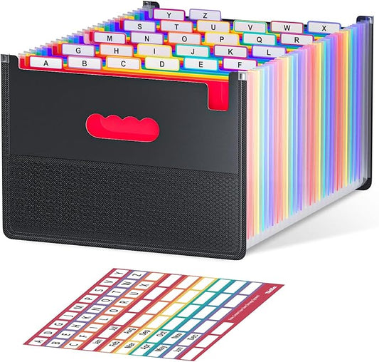 ThinkTex 26-Pocket Accordion File Organizer, Upright & Open Top, A–Z Colorful by ThinkTex