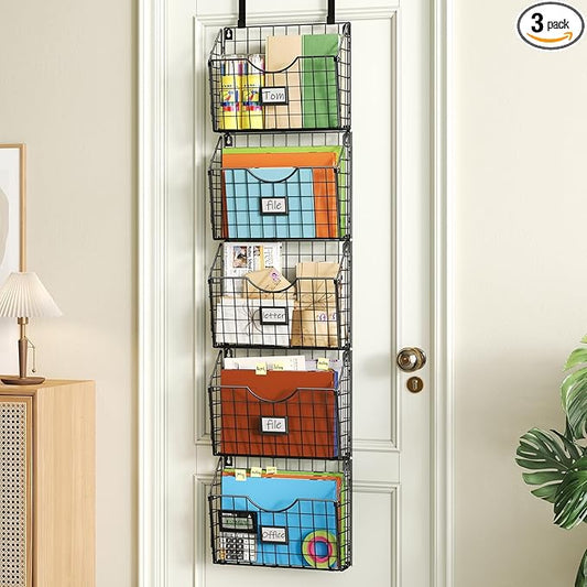 5-Tier Over the Door File Organizer, Stackable Hanging Wall Files Rack by X-cosrack