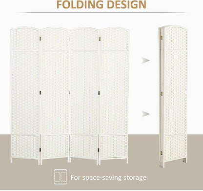 HOMCOM Room Divider, 4 Panel Folding Privacy Screen, 5.6' Tall Freestanding - Image 4