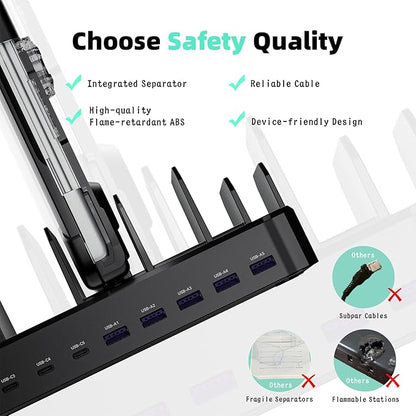 420W Charging Station for Multiple Devices, Zobirez 10-Port USB C Fast Charger - Image 2