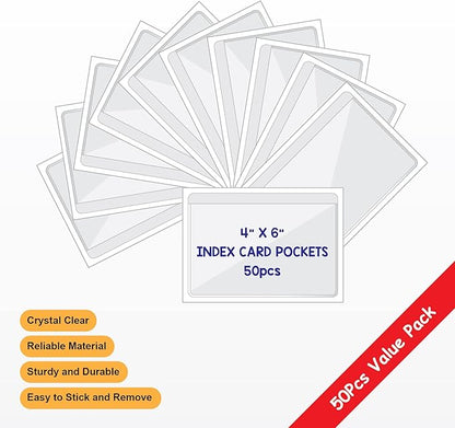 Clear Adhesive 4" x 6" Index Card Pockets - Image 2