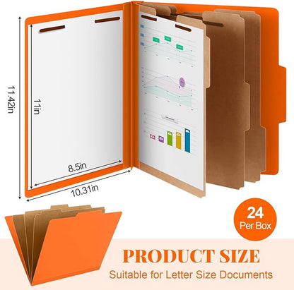 Skyygemm 24 Pcs Classification Folders Letter Size, 3 Divider Pressboard File - Image 2