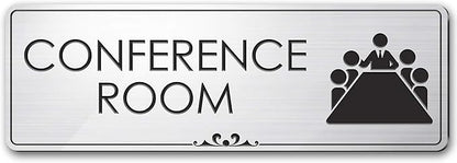 Conference Room Sign Office Meeting Sign, Brushed Silver, Fade Resistance by MySignCenter