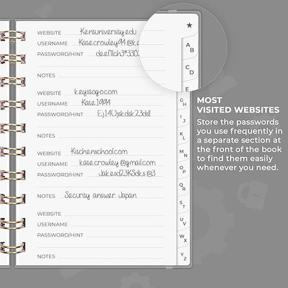 Clever Fox Password Book Spiral – Mini Internet Address & Password Organizer - Image 4