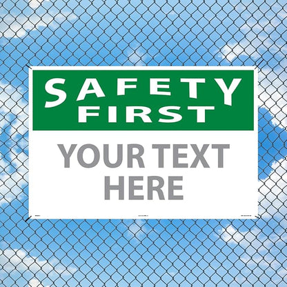 Custom OSHA Style Safety First Sign 24" x 36" Aluminum Sign, Customizable "Your - Image 3