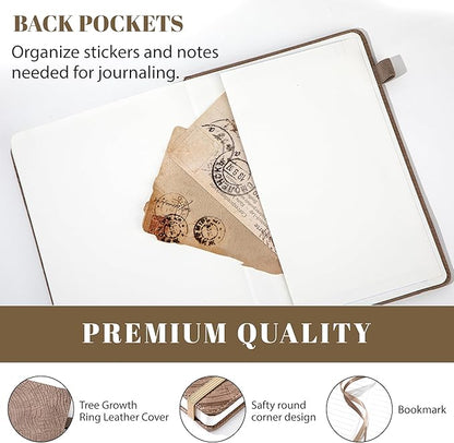 CAGIE Lined Journal for Men Women, Tree Growth Ring Leather Bound Journal - Image 5