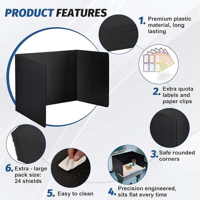 ZYINOZOC 12 Pack Desk Dividers for Students, 3-Fold Privacy Screens, Testing - Image 4