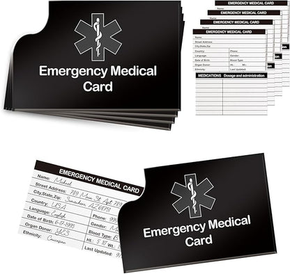 4 Pack Emergency Medical Information Id Card Red Medical Condition and by DLUGOPIS
