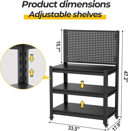 10 Sets Storage Shelves with Pegboard, Heavy Duty Garage Shelving Units and - Image 2