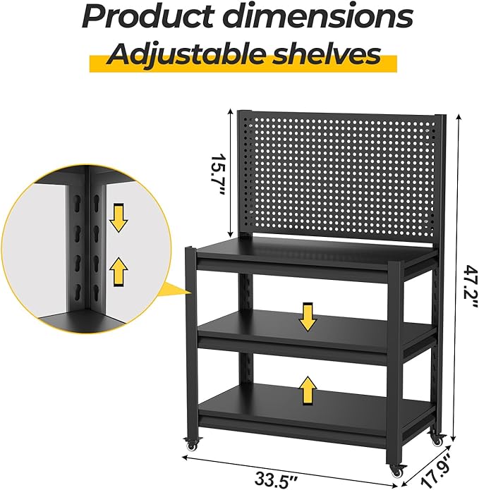 Storage Shelves with Pegboard, Heavy Duty Garage Shelving Units and Storage - Image 2