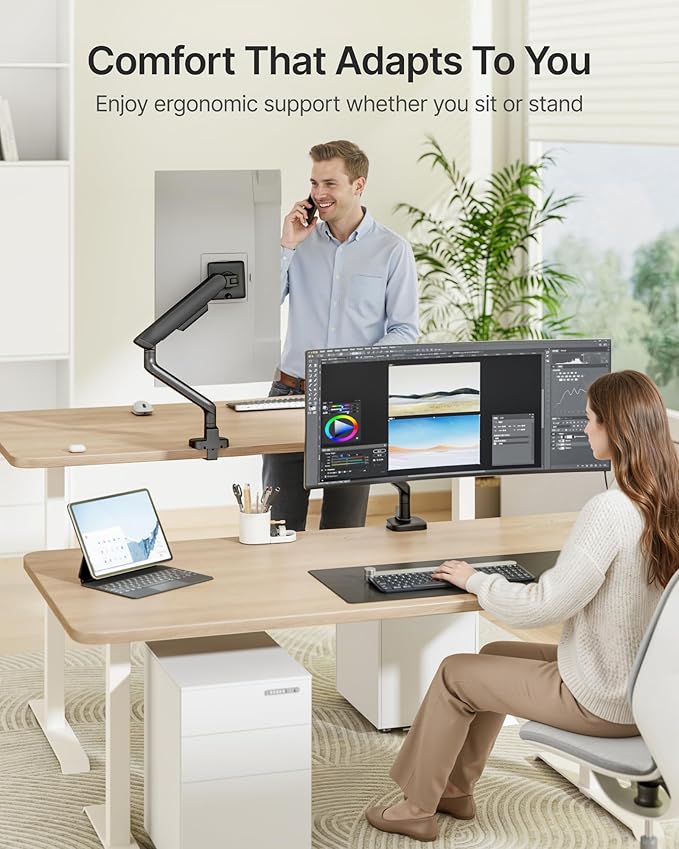 monTEK Single Monitor Arm, Mechanical Spring Monitor Arm - Image 7