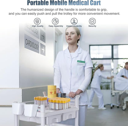 Mobile Medical Carts 3 Tier Professional Utility Cart 330 LBS Max Load Rolling - Image 3