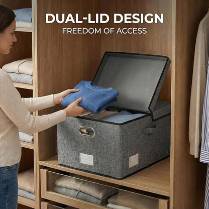 PRANDOM Storage Bins with Lids Linen Fabric Foldable Storage Boxes Organizer - Image 4