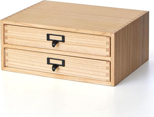 Kirigen Natural Wood Desktop Storage Cabinet -Shallow Type Drawers by KIRIGEN