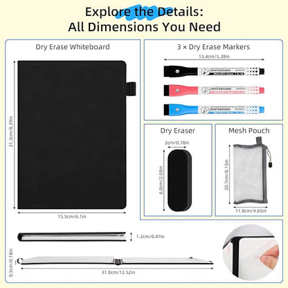 AGM Portable White Board Dry Erase Notebook, 8.4" x 6" Double Sided Folding - Image 2