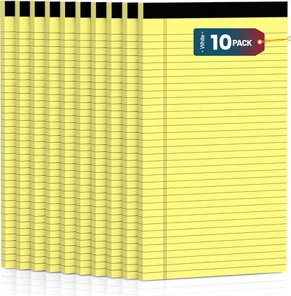 Legal Pads 8.5 x 14 Note Pads, 10 Pack Writing Pads Wide Ruled Notepads by NotePads