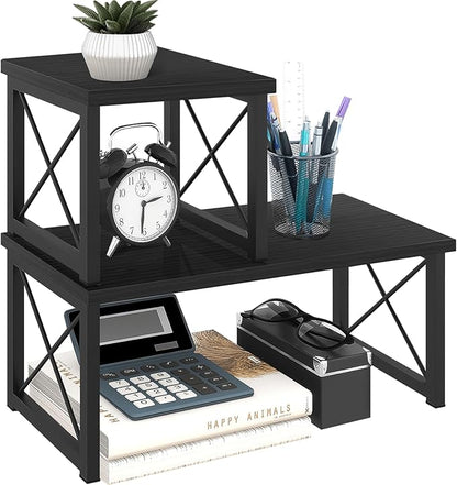 ELITEROO Wood Desktop Shelf, Freestanding Small Bookshelf Dorm Supplies by ELITEROO